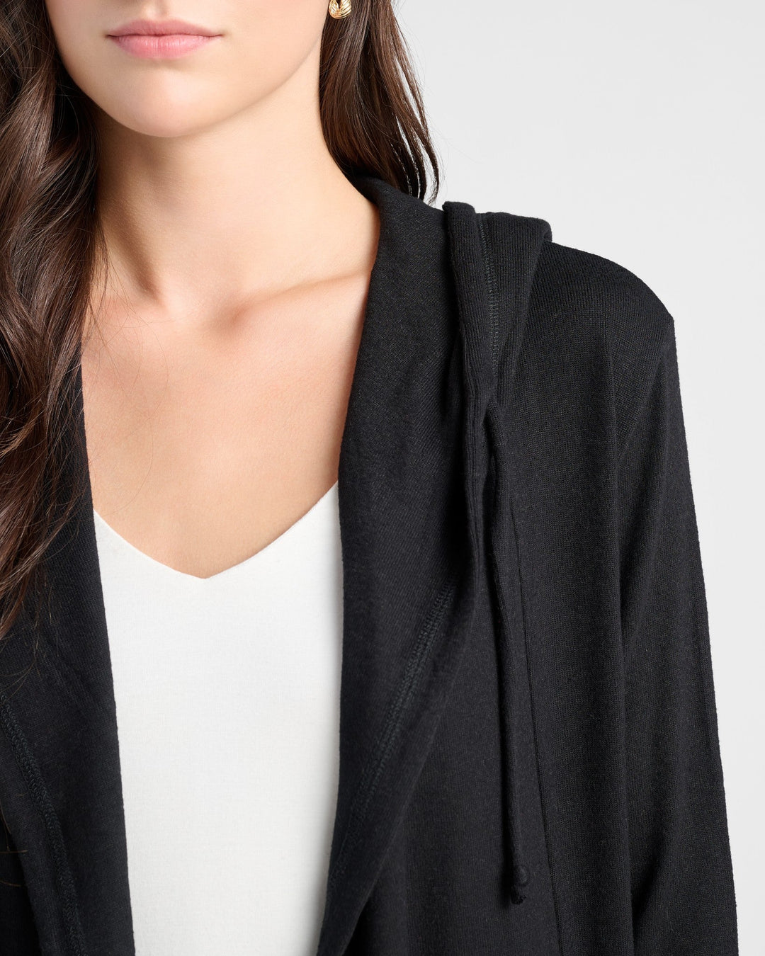 Black $|& 78&SUNNY Laguna Hooded Cardigan - SOF Detail