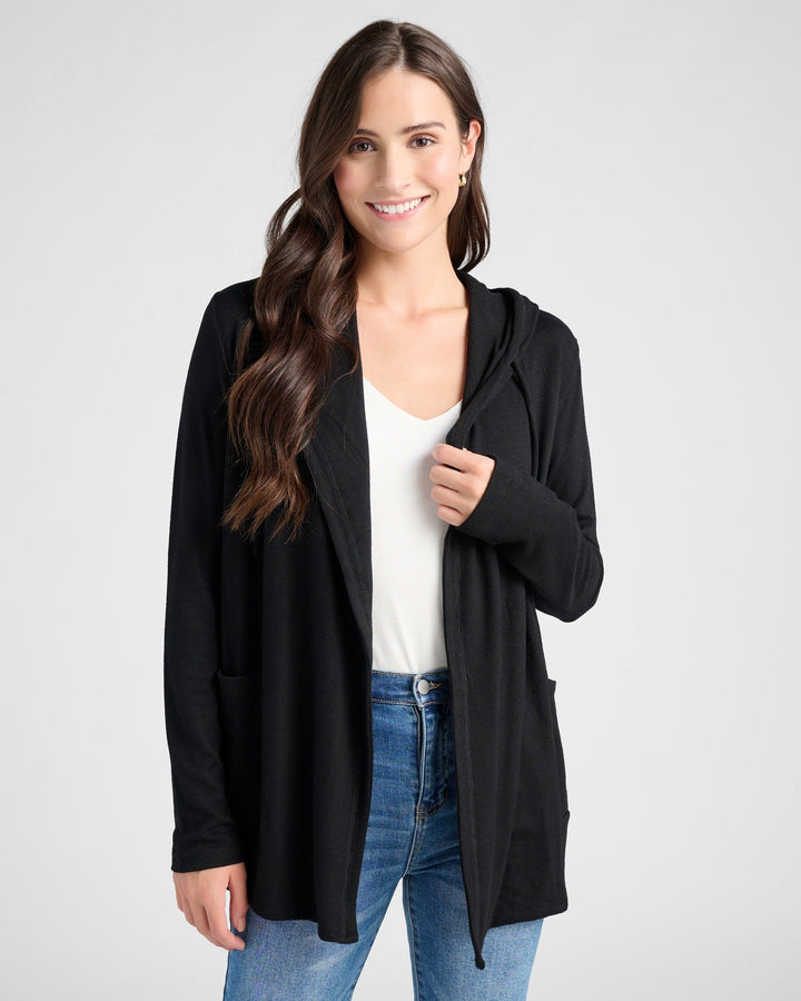 Black $|& 78&SUNNY Laguna Hooded Cardigan - SOF Front