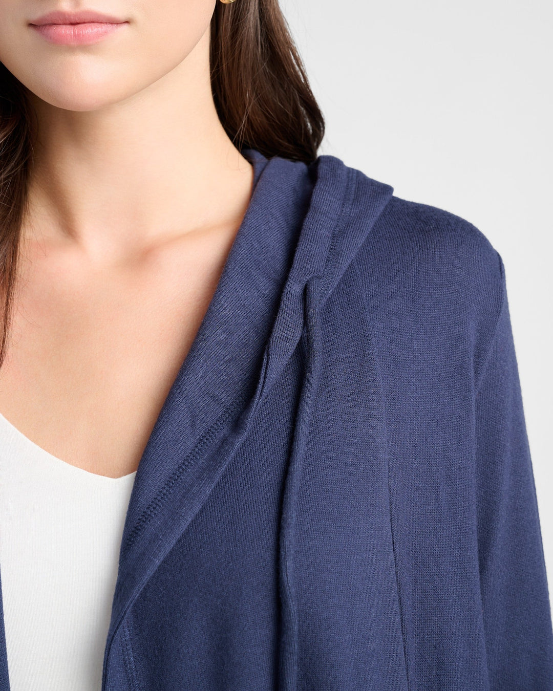 Navy $|& 78&SUNNY Laguna Hooded Cardigan - SOF Detail