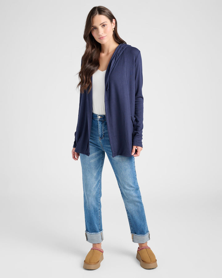 Navy $|& 78&SUNNY Laguna Hooded Cardigan - SOF Full Front