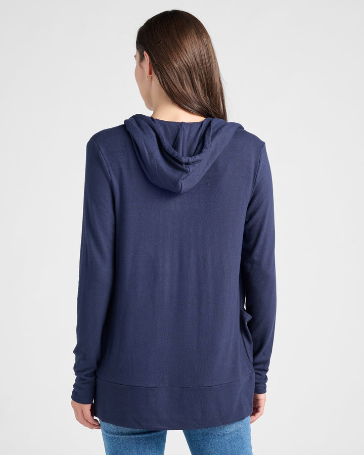 Navy $|& 78&SUNNY Laguna Hooded Cardigan - SOF Back