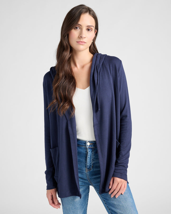 Navy $|& 78&SUNNY Laguna Hooded Cardigan - SOF Front