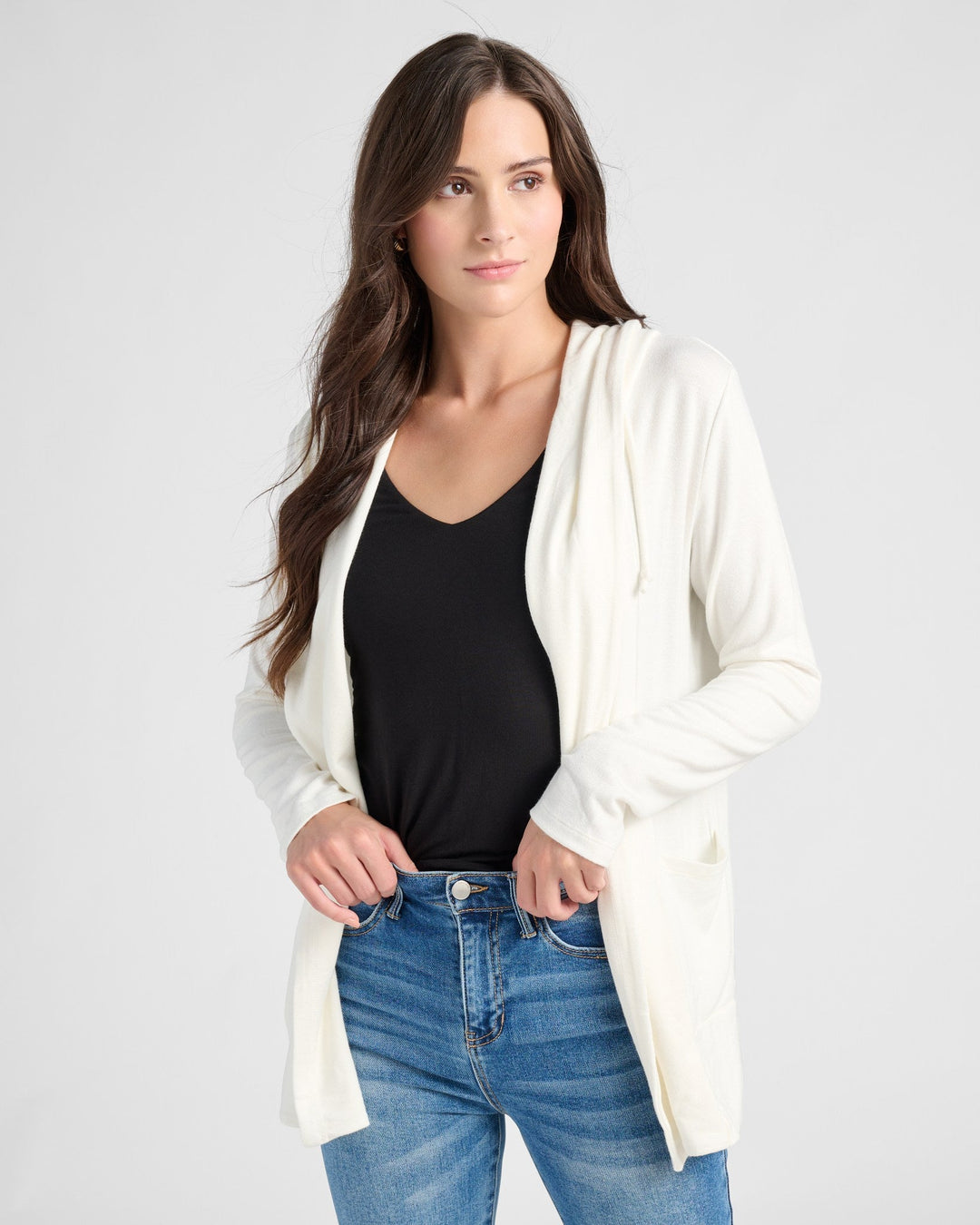 Cream $|& 78&SUNNY Laguna Hooded Cardigan - SOF Front