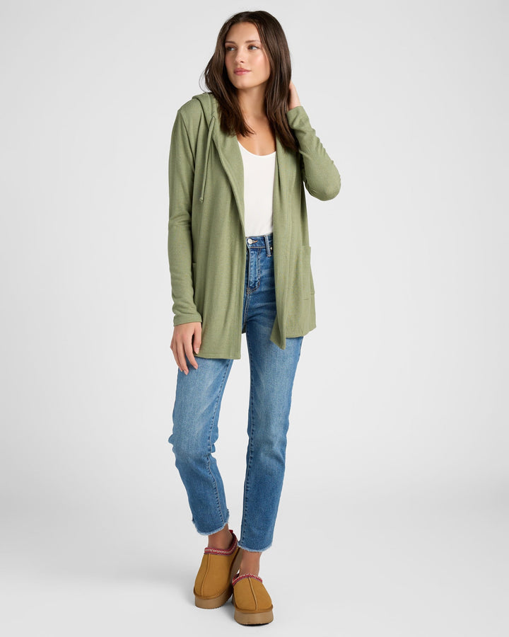 Heathered Olive $|& 78&SUNNY Laguna Hooded Cardigan - SOF Full Front