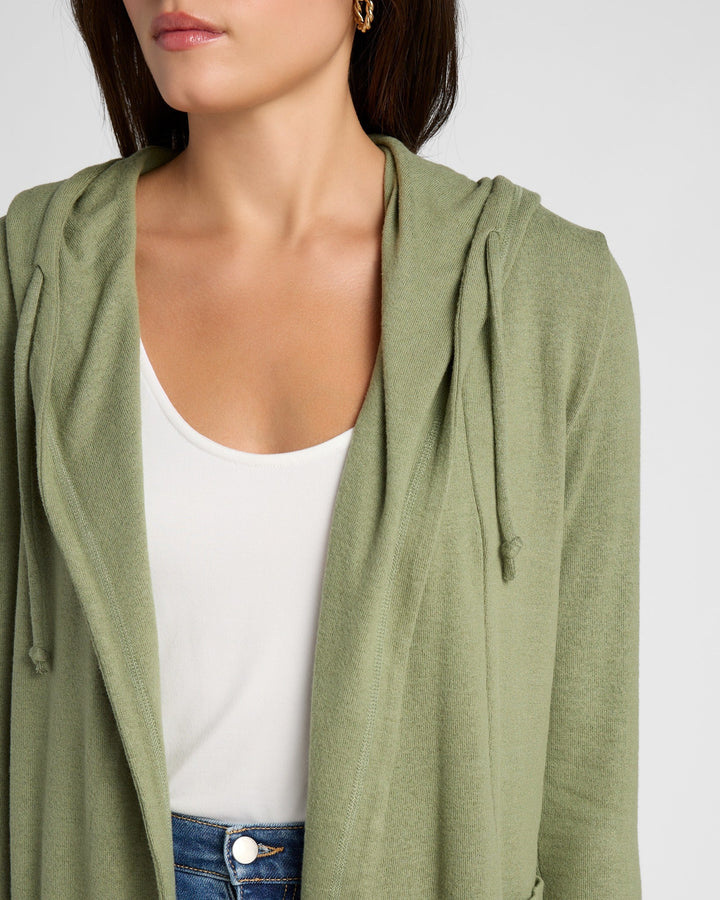 Heathered Olive $|& 78&SUNNY Laguna Hooded Cardigan - SOF Detail