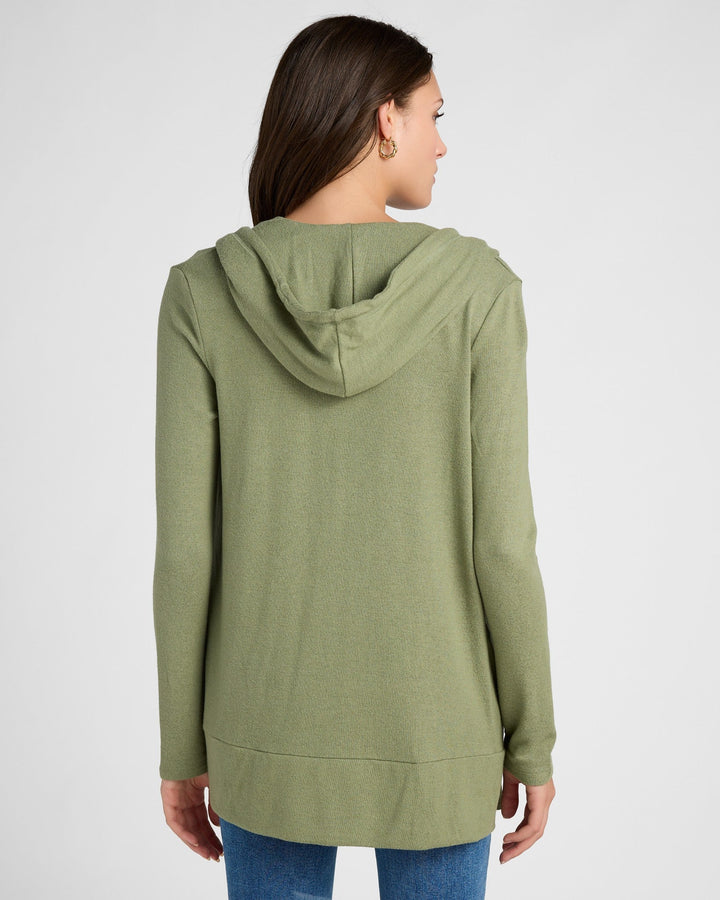 Heathered Olive $|& 78&SUNNY Laguna Hooded Cardigan - SOF Back