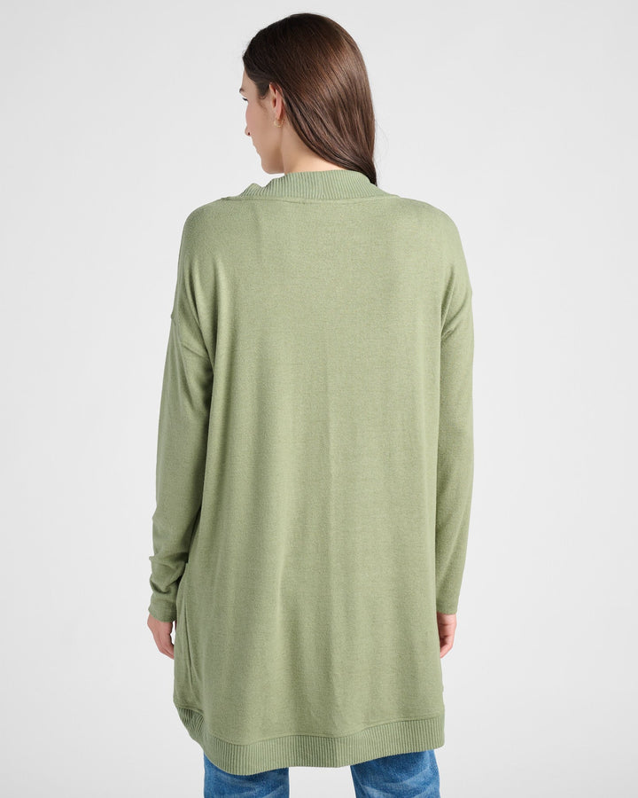 Heathered Olive $|& 78&SUNNY Cocoon Cardigan - SOF Back