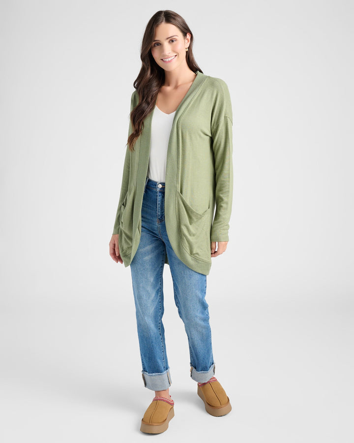 Heathered Olive $|& 78&SUNNY Cocoon Cardigan - SOF Full Front