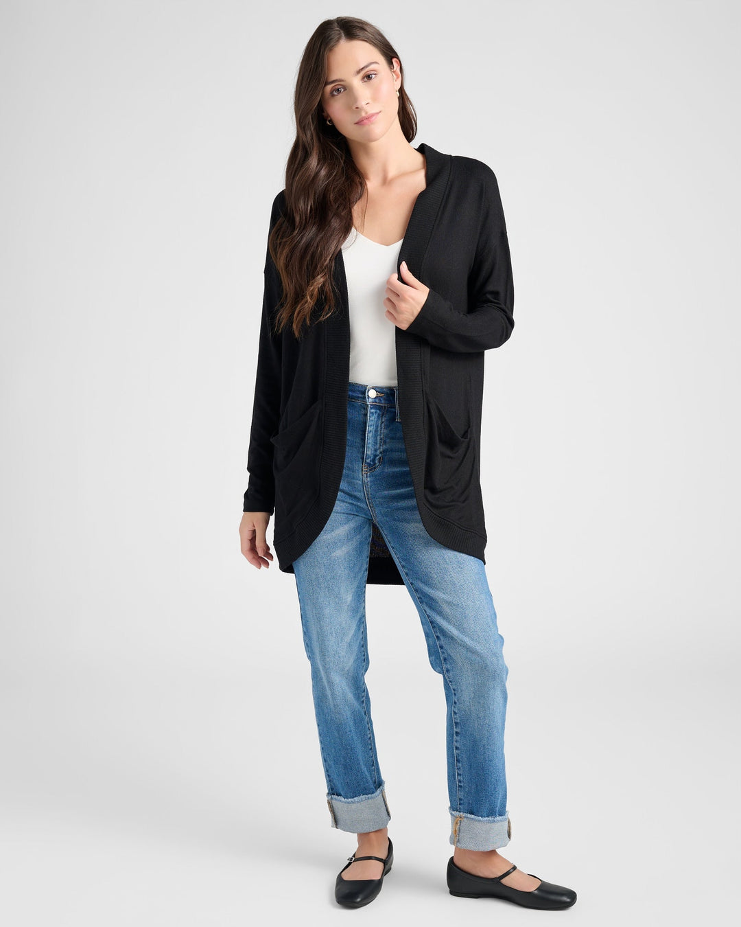 Black $|& 78&SUNNY Cocoon Cardigan - SOF Full Front