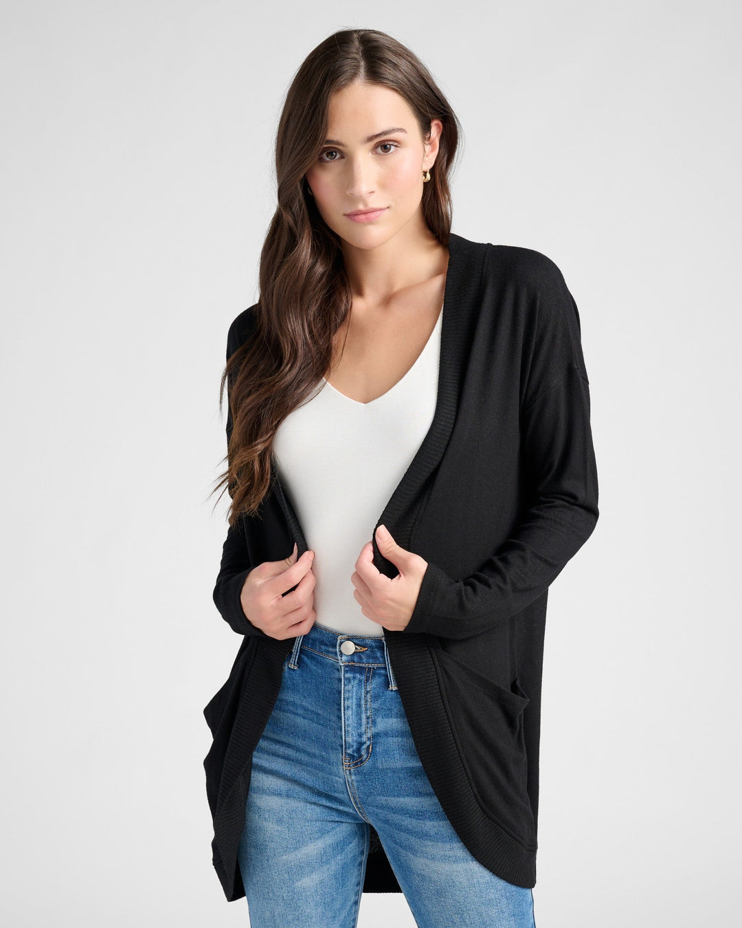 Black $|& 78&SUNNY Cocoon Cardigan - SOF Front