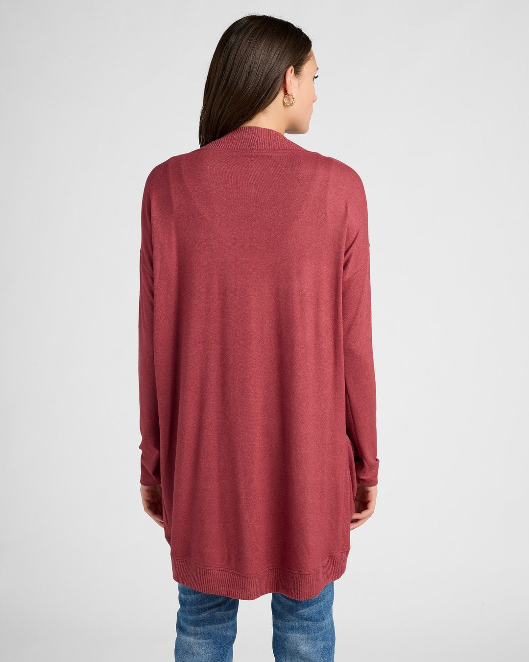 Heathered Cabernet $|& 78&SUNNY Cocoon Cardigan - SOF Back