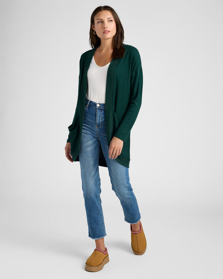 Hunter Green $|& 78&SUNNY Cocoon Cardigan - SOF Full Front