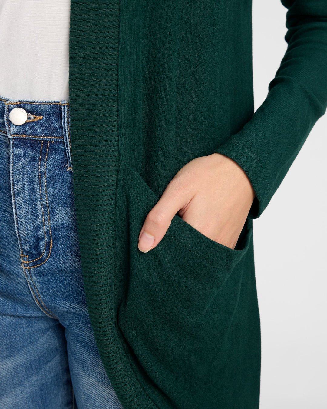 Hunter Green $|& 78&SUNNY Cocoon Cardigan - SOF Detail