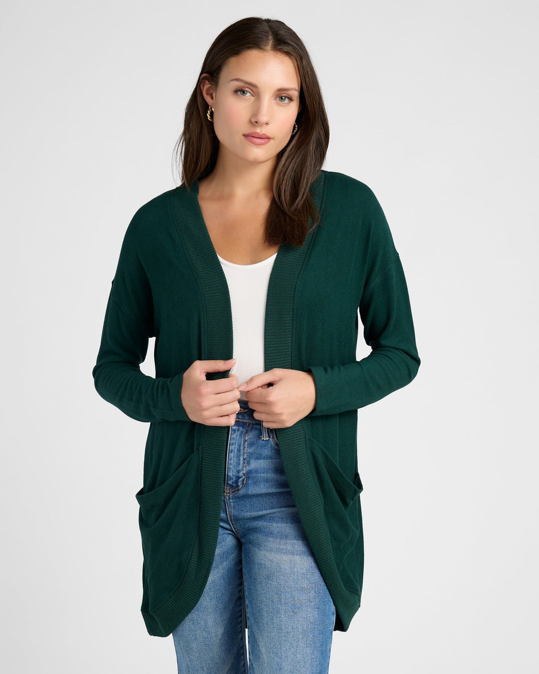 Hunter Green $|& 78&SUNNY Cocoon Cardigan - SOF Front