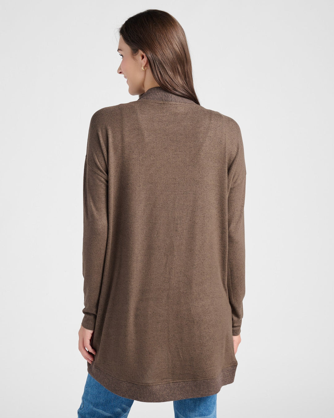 Heathered Dark Chocolate $|& 78&SUNNY Cocoon Cardigan - SOF Back