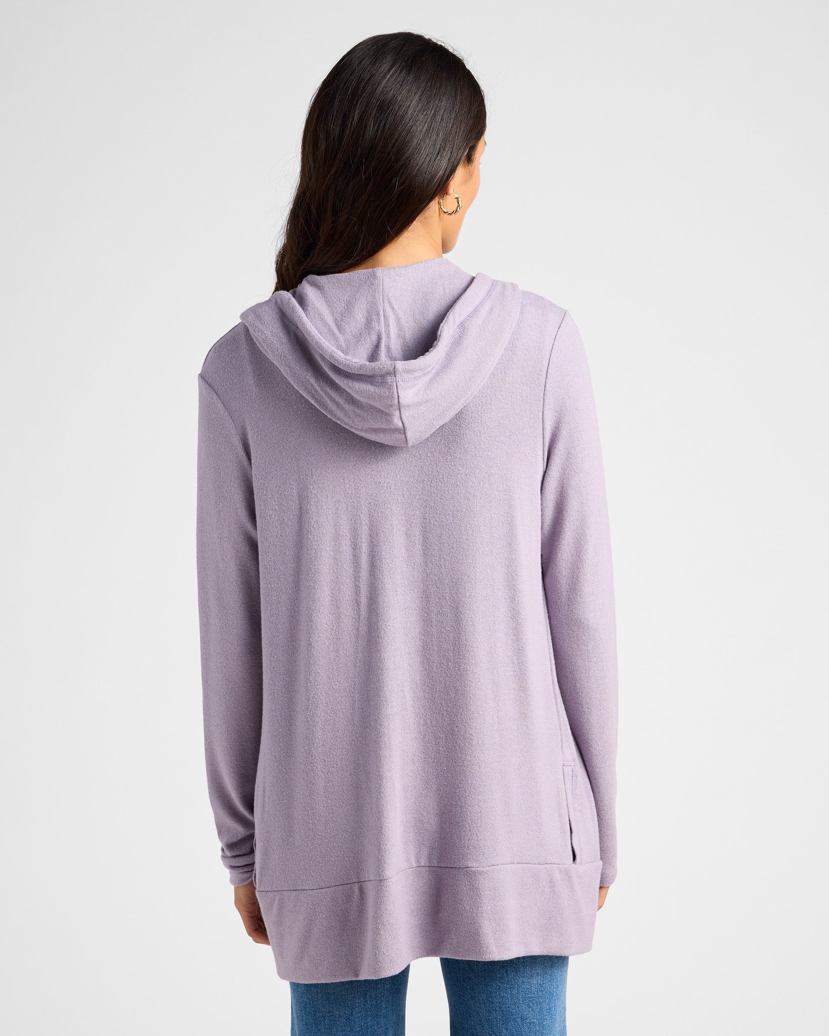 Heather Purple Sage $|& SEAS Over The Falls Cardigan - SOF Back