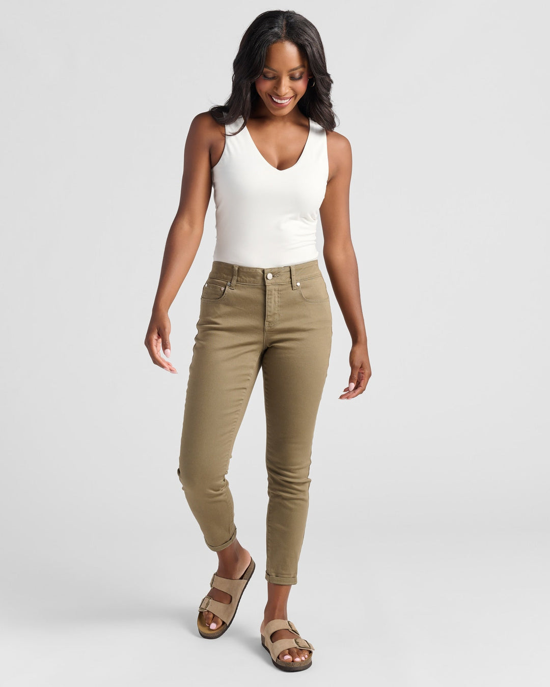 Coriander Green $|& 78&SUNNY Cyndi Cuffed Ankle Skinny Jeans - SOF Full Front