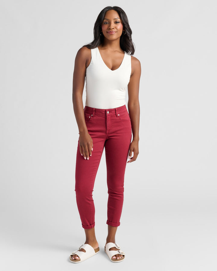 Rosewood $|& 78&SUNNY Cyndi Cuffed Ankle Skinny Jeans - SOF Full Front