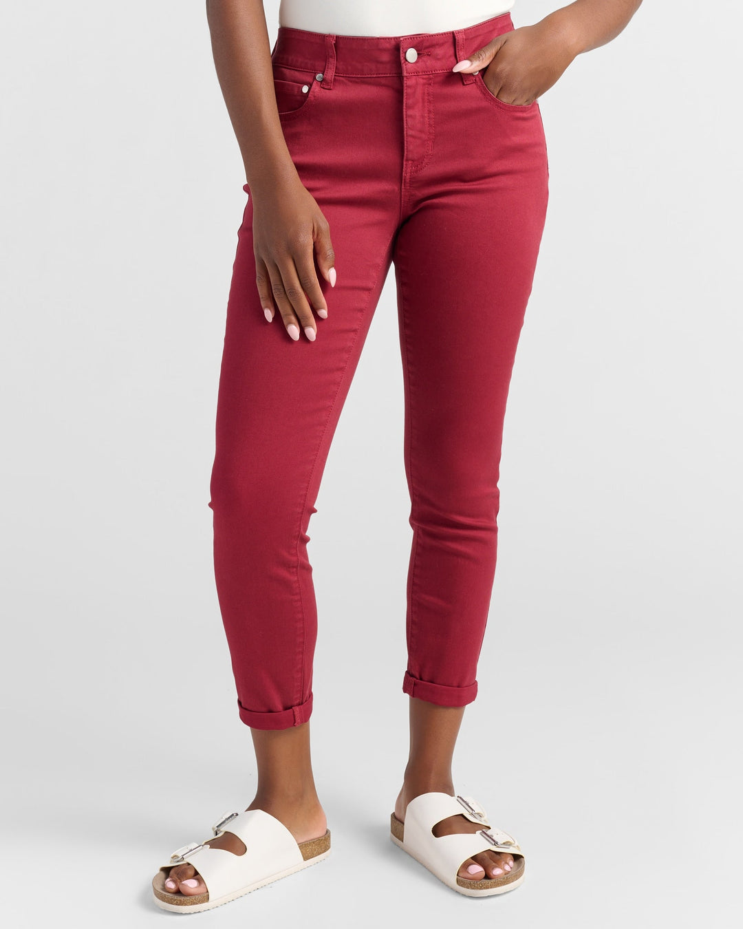 Rosewood $|& 78&SUNNY Cyndi Cuffed Ankle Skinny Jeans - SOF Front