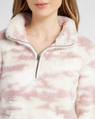 Ivory Mauve Camo $|& SEAS Printed Sherpa Quarter Zip - SOF Detail