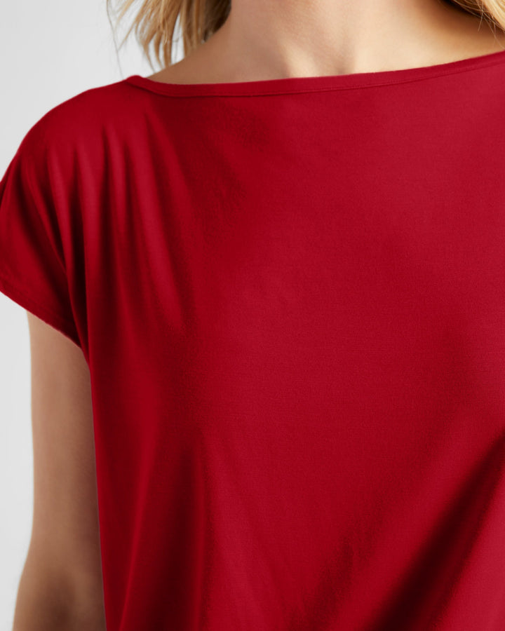 Chili Pepper $|& 78&SUNNY Brentwood Boat Neck Top - SOF Detail