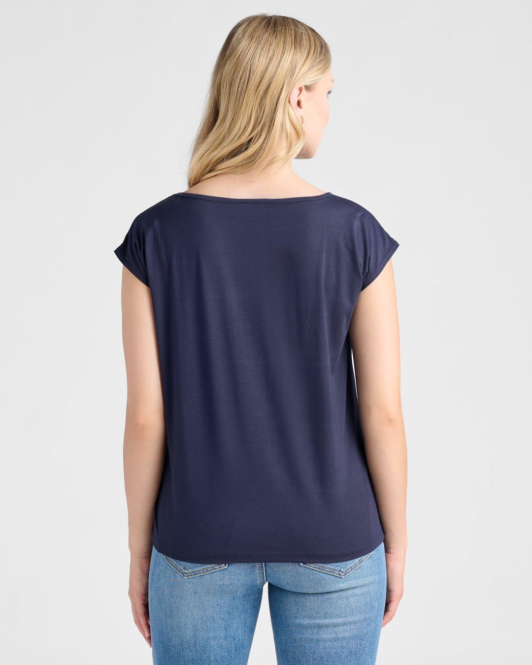 Navy $|& 78&SUNNY Brentwood Boat Neck Top - SOF Back