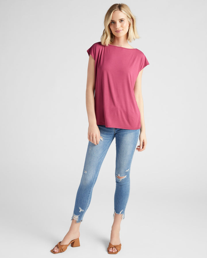 Sangria $|& 78&SUNNY Brentwood Boat Neck Top - SOF Full Front