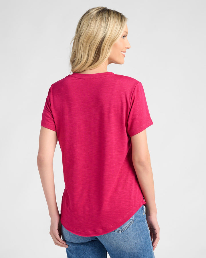 Sangria $|& 78&SUNNY Essential Slub V-Neck Tee - SOF Back