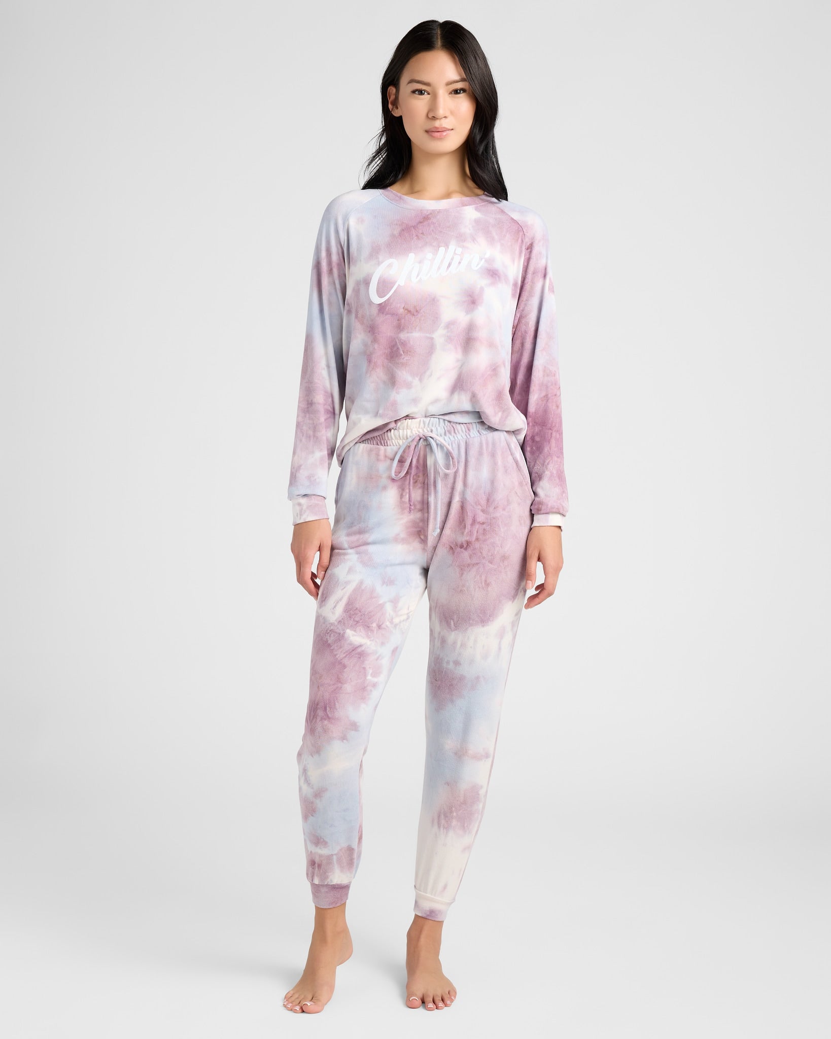 Icy Mauve $|& SEAS Tie Dye Sweater Knit Jogger - SOF Full Front