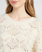 Cream $|& SEAS Fisherman Crochet Sweater - SOF Detail