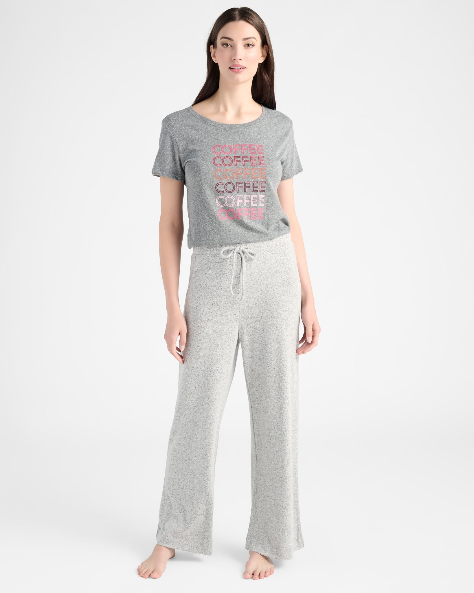Heather Grey $|& SEAS Heathered Shoreline Hacci Lounge Pant - SOF Full Front