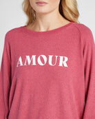 Heathered Sangria $|& 78&SUNNY Shoreline Hacci Amour Graphic Crew - SOF Detail