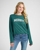 Heathered Spruced Up $|& SEAS Shoreline Merry Hacci Holiday Graphic Crew - SOF Front