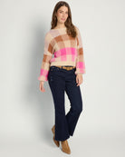 Lilac/ Chocolate/ Hot Pink Plaid $|& SEAS Eyelash Plaid Sweater - UGC On Fig