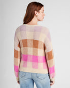 Lilac/ Chocolate/ Hot Pink Plaid $|& 78&SUNNY Eyelash Plaid Sweater - SOF Back