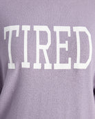 Heather Purple Sage $|& SEAS Shoreline Hacci "Tired" Graphic Pullover - SOF Detail