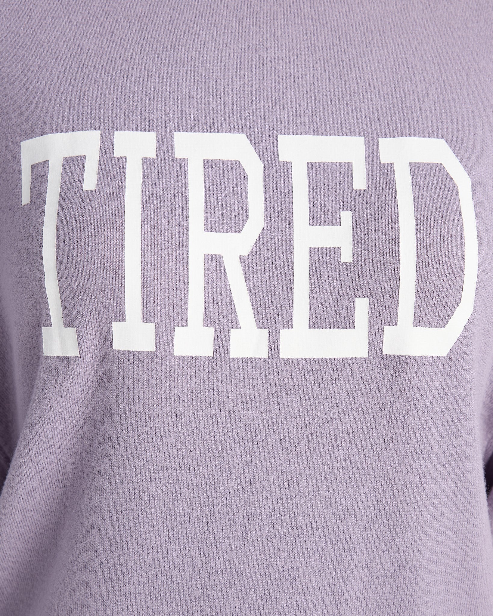 Heather Purple Sage $|& SEAS Shoreline Hacci "Tired" Graphic Pullover - SOF Detail