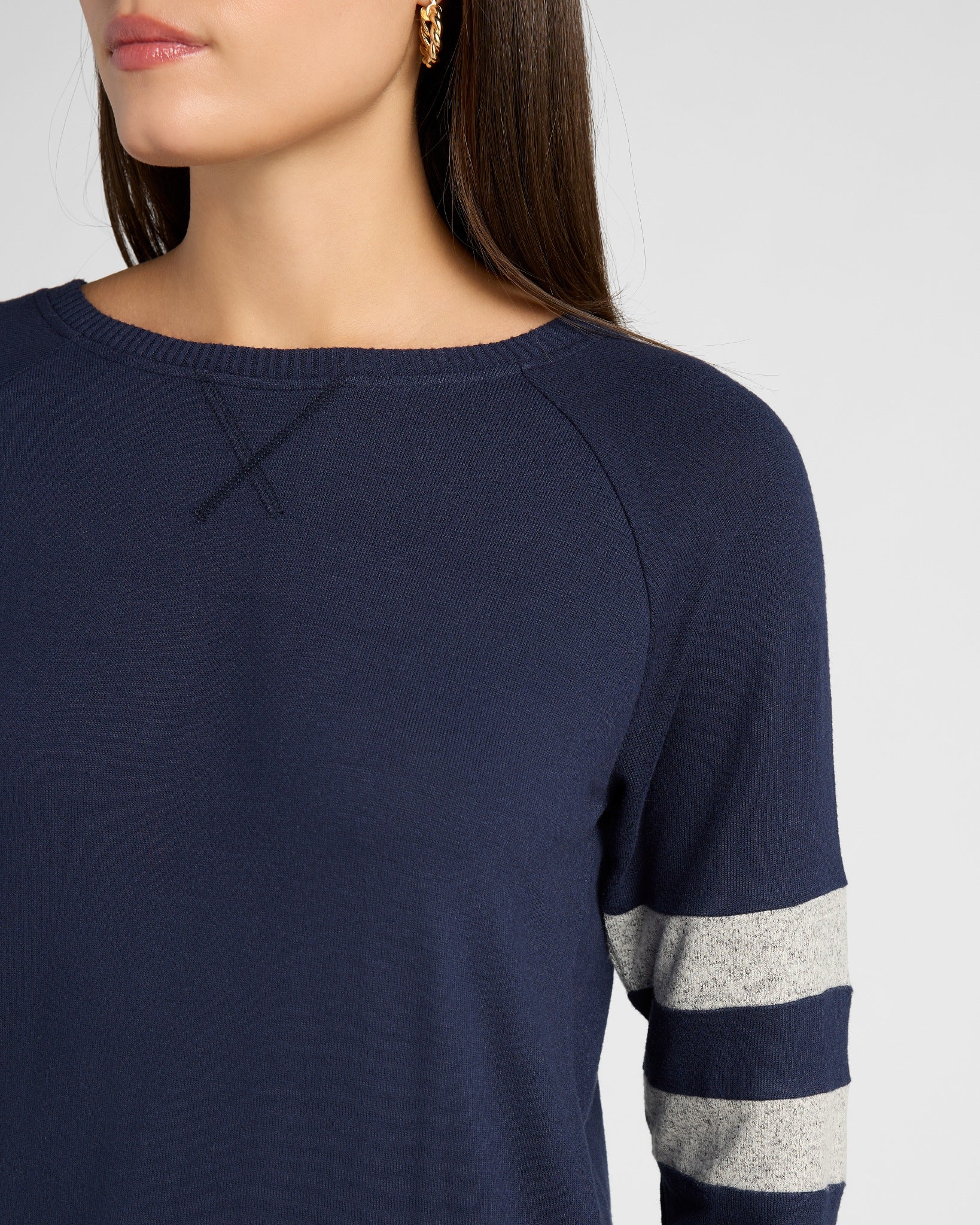 Navy/H. Grey $|& SEAS Shoreline Varsity Cozy Top - SOF Detail