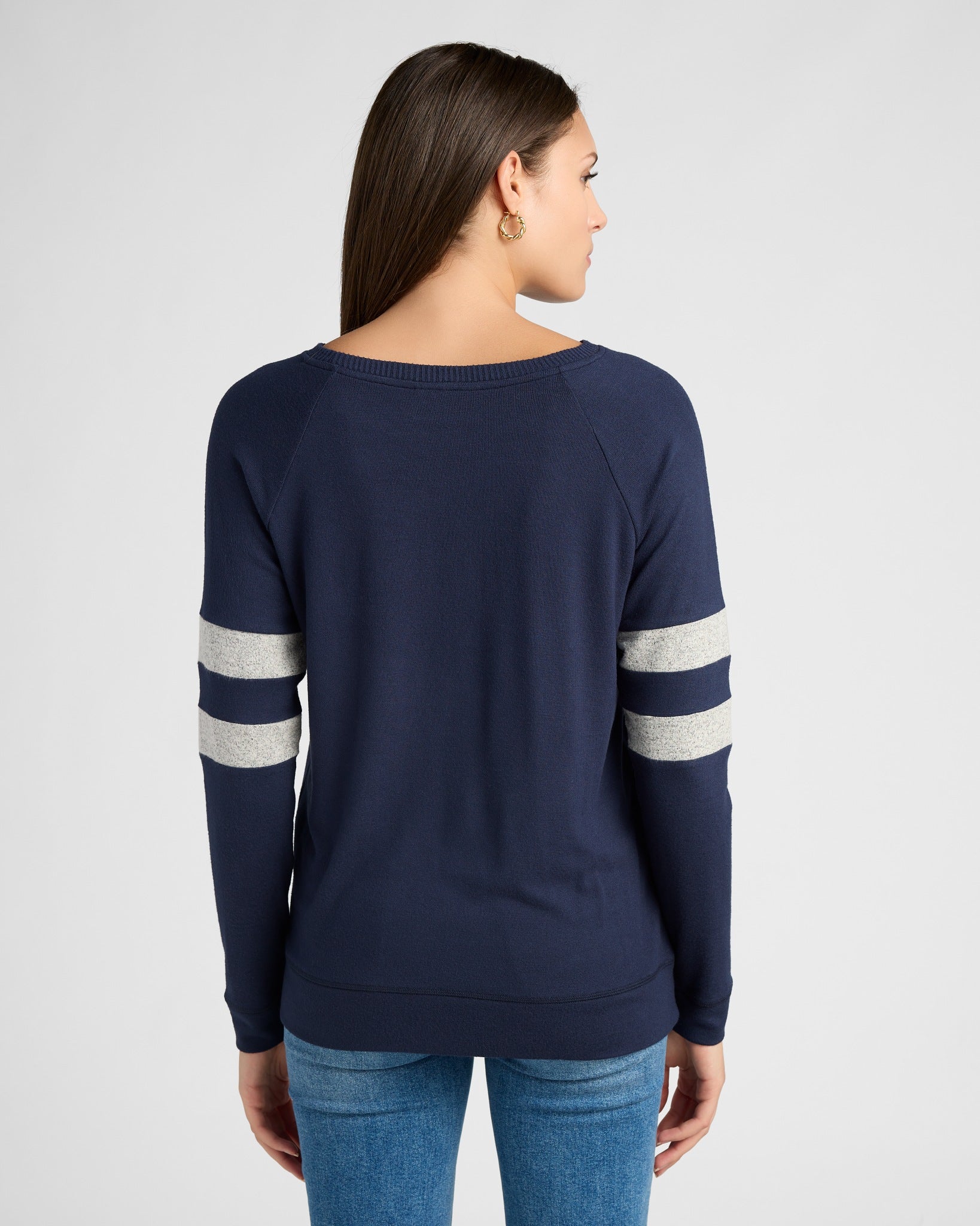 Navy/H. Grey $|& 78&SUNNY Shoreline Varsity Cozy Top - SOF Back