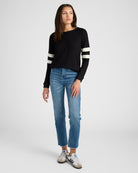 Black/Cream $|& 78&SUNNY Shoreline Varsity Cozy Top - SOF Full Front