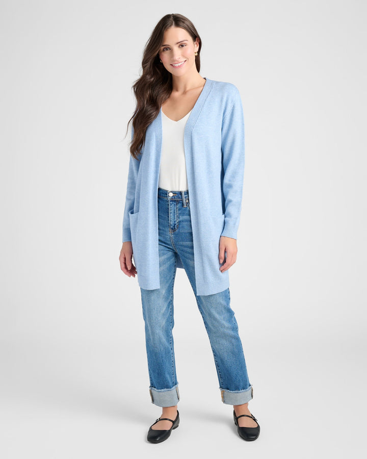 Heather Sky $|& 78&SUNNY Pacific Marled Pocket Cardigan - SOF Full Front