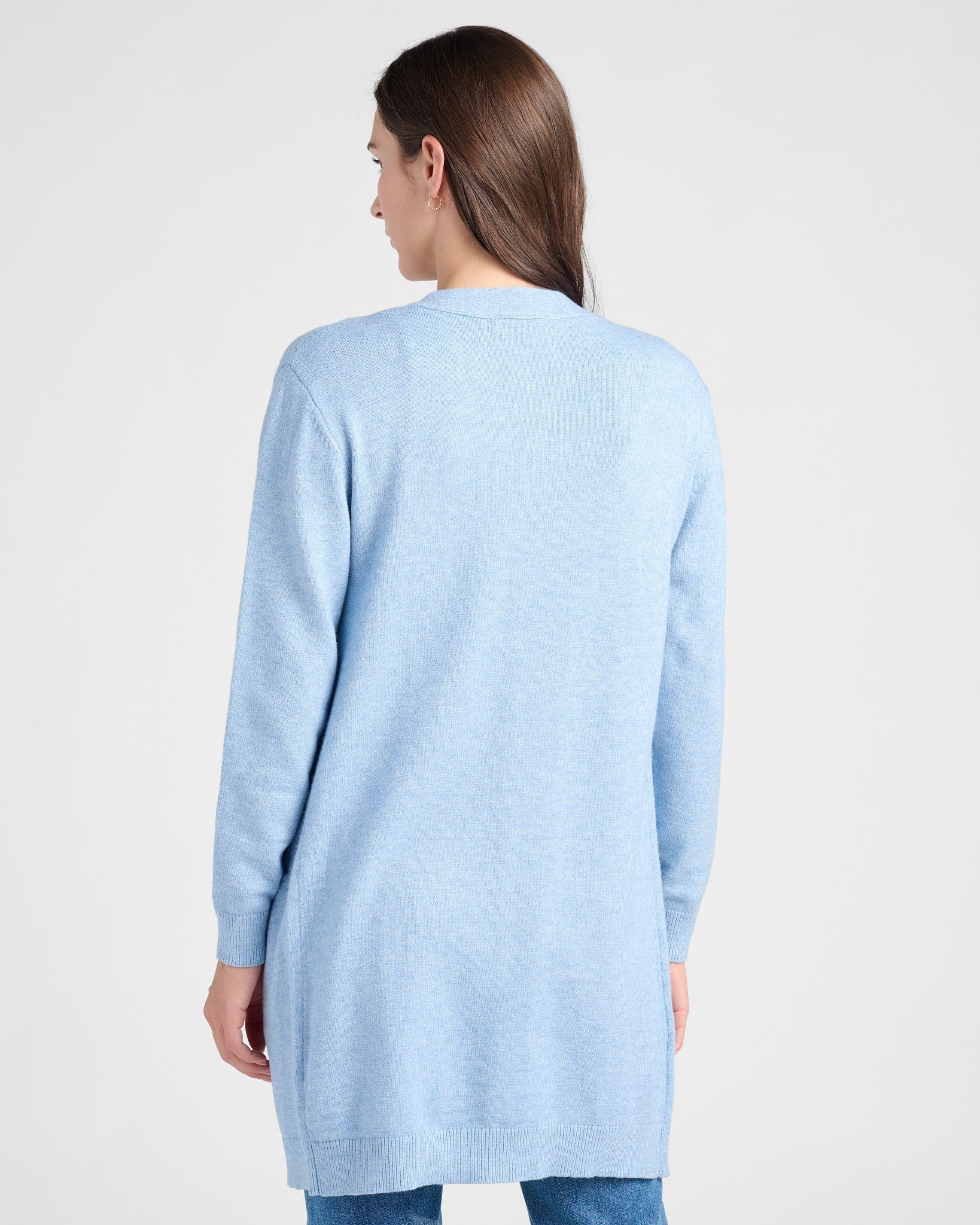 Heather Sky $|& SEAS Pacific Marled Pocket Cardigan - SOF Back