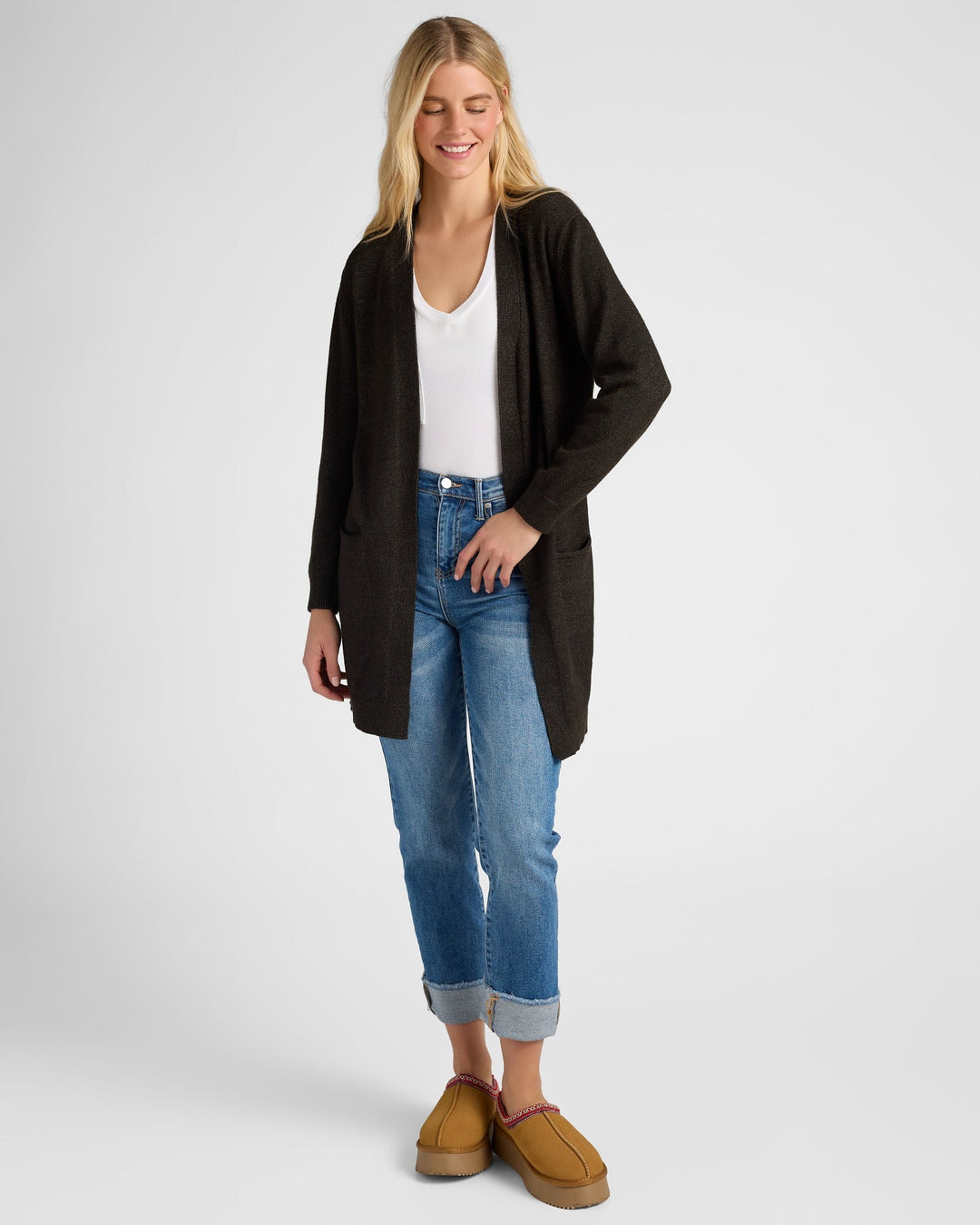 Heather Charcoal $|& 78&SUNNY Pacific Marled Pocket Cardigan - SOF Full Front