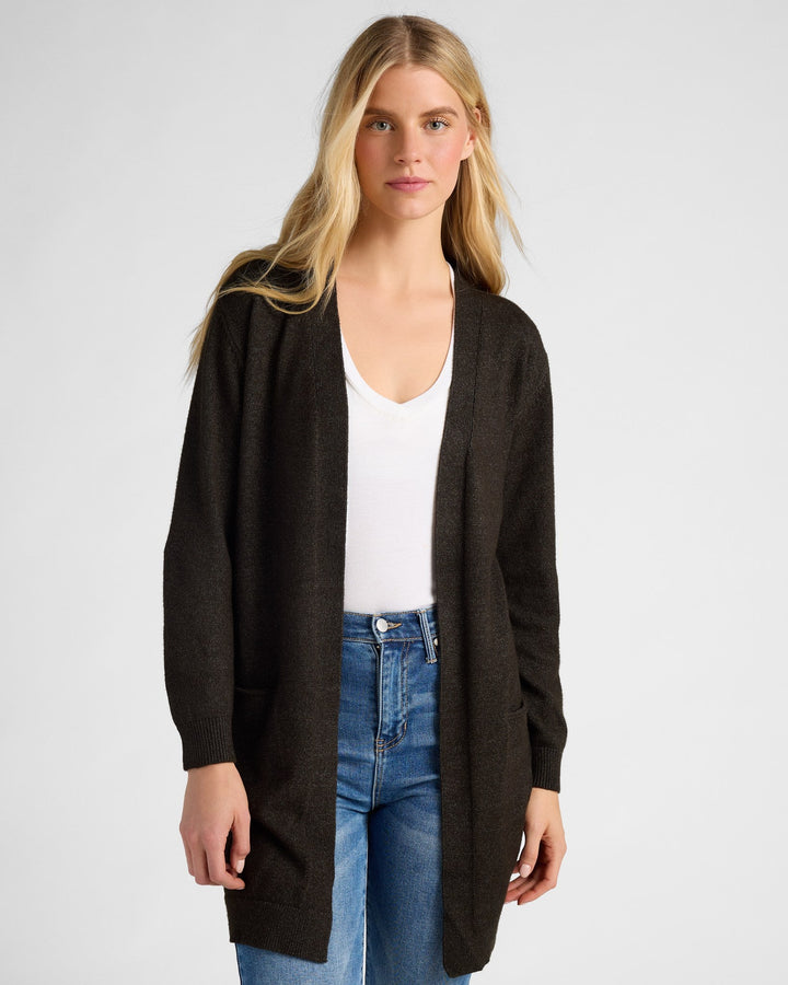 Heather Charcoal $|& 78&SUNNY Pacific Marled Pocket Cardigan - SOF Front