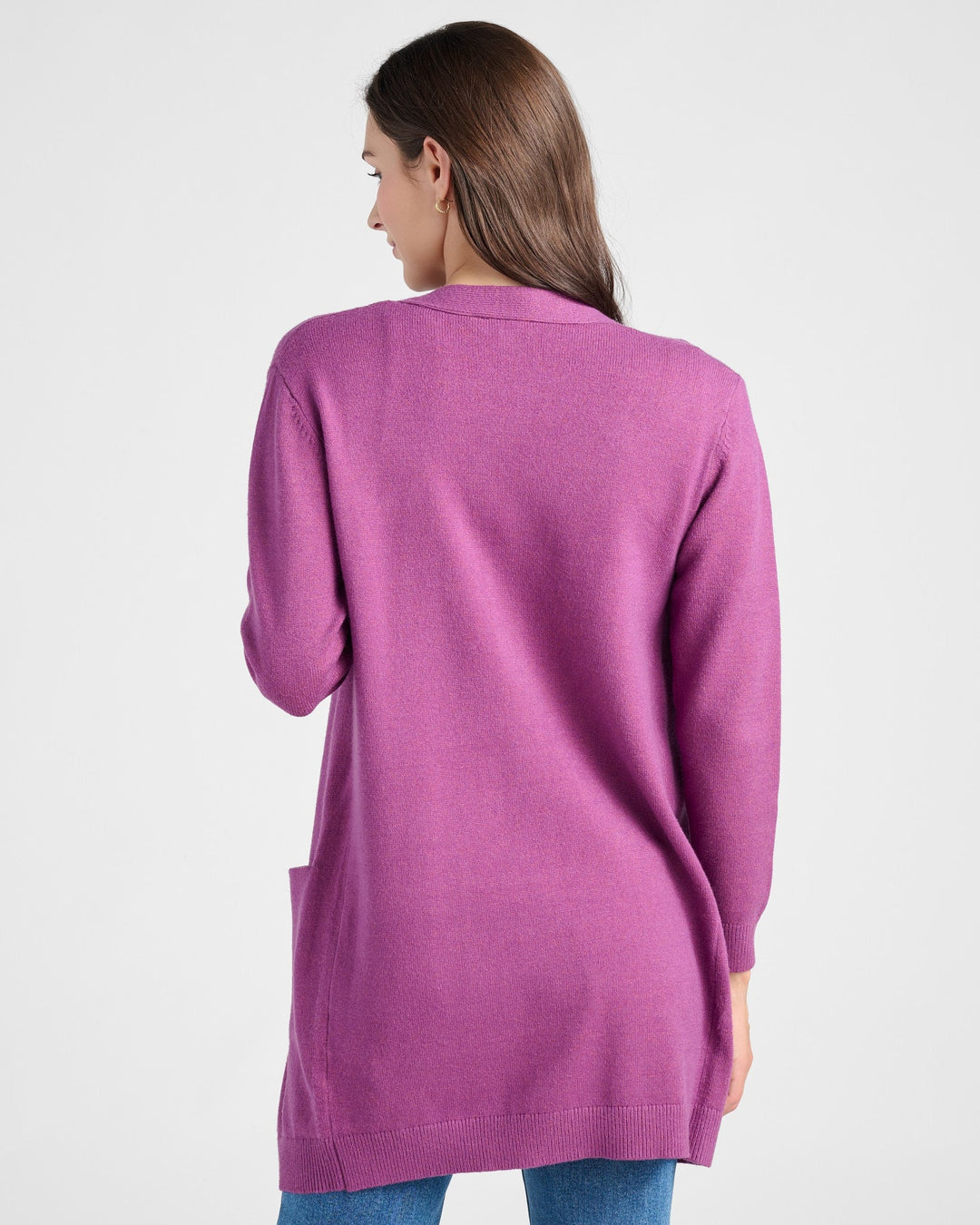 Heather Purple Sage $|& 78&SUNNY Pacific Marled Pocket Cardigan - SOF Back