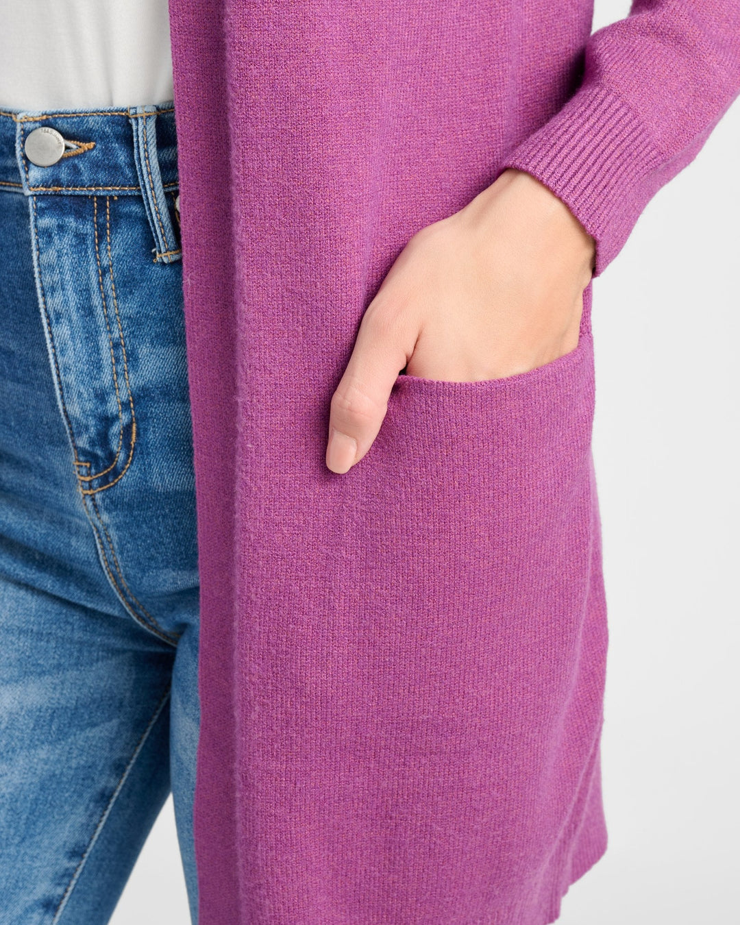 Heather Purple Sage $|& 78&SUNNY Pacific Marled Pocket Cardigan - SOF Detail