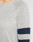 Heather Grey/Navy $|& SEAS Shoreline Varsity Cozy Top - SOF Detail