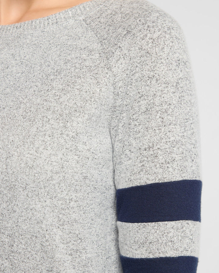 Heather Grey/Navy $|& 78&SUNNY Shoreline Varsity Cozy Top - SOF Detail