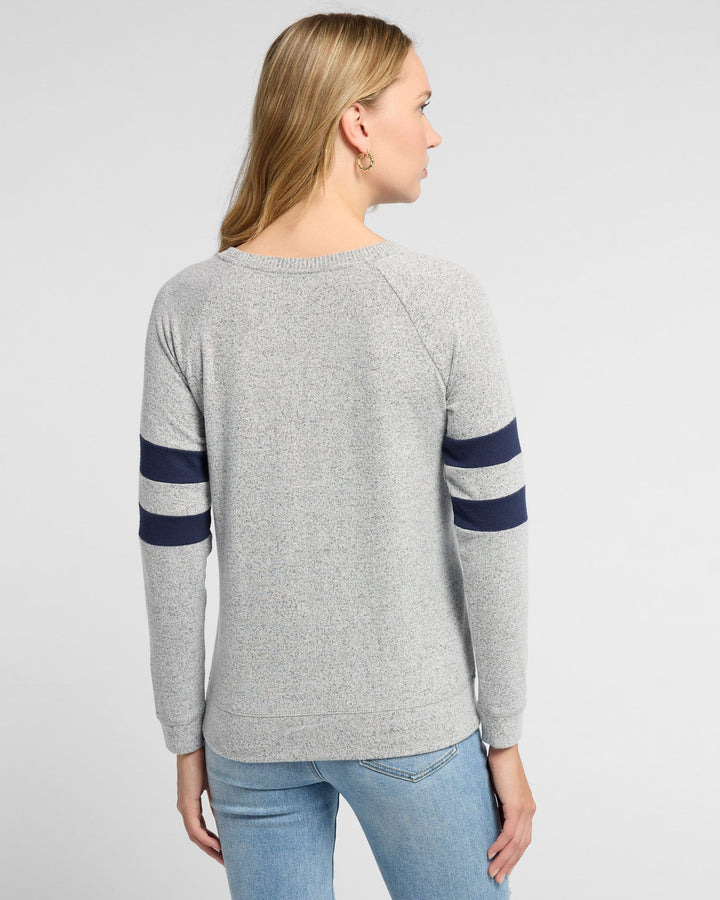 Heather Grey/Navy $|& 78&SUNNY Shoreline Varsity Cozy Top - SOF Back