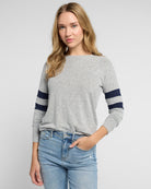 Heather Grey/Navy $|& SEAS Shoreline Varsity Cozy Top - SOF Front